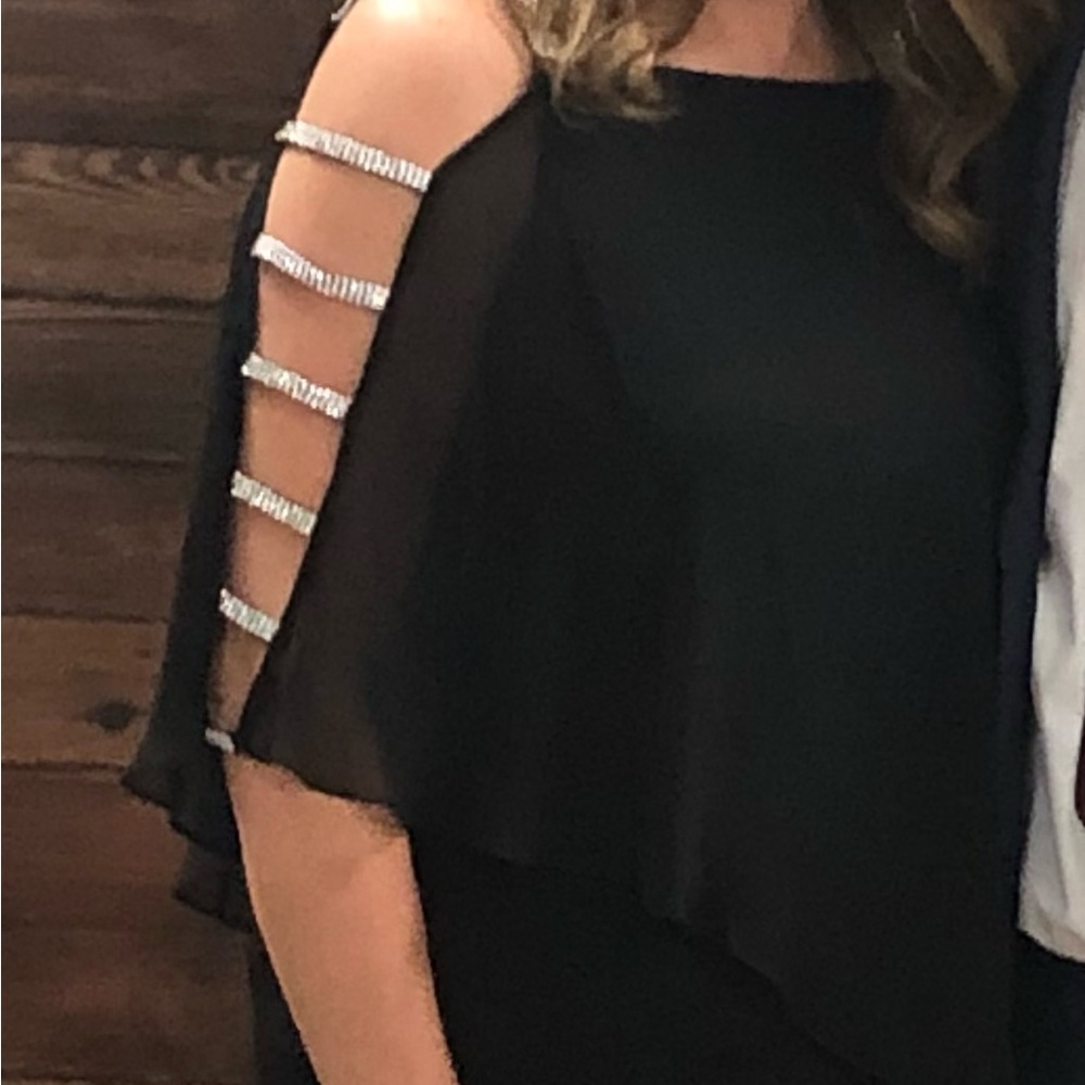 Elegant Black Off-Shoulder Top with Sheer Overlay